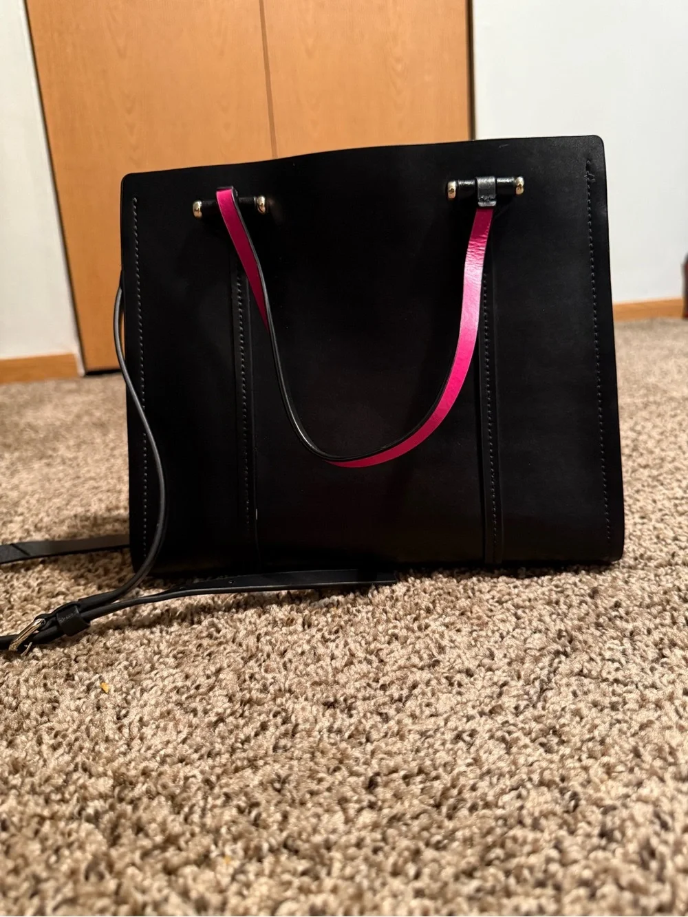 kate spade Black Satchel with Pink Trim and Crossbody Strap